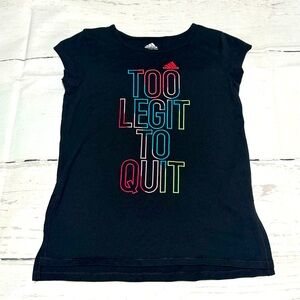 Adidas girls youth M 10-12 black short sleeve Too Legit To Quit t-shirt